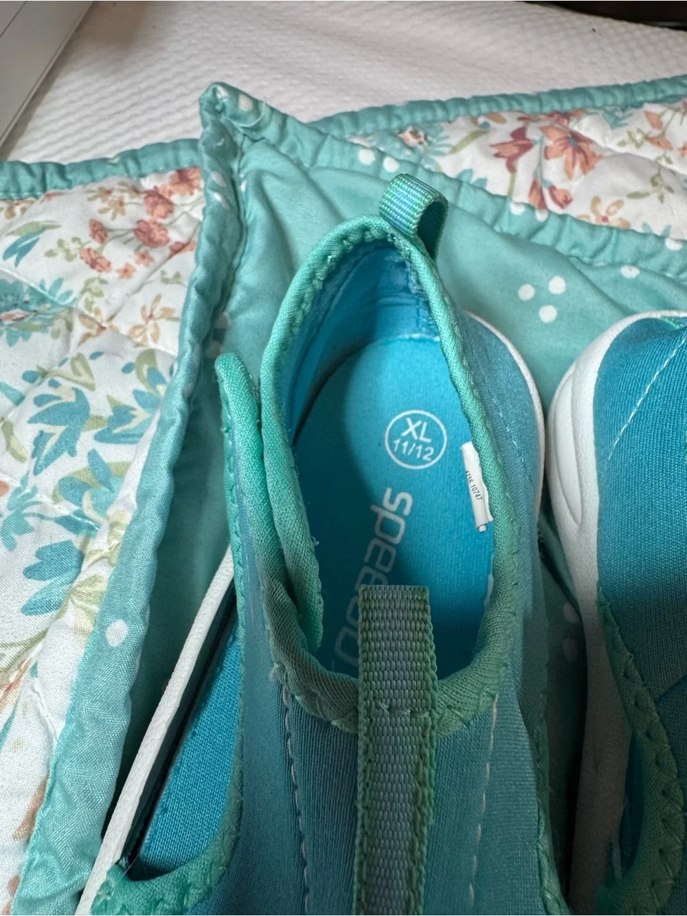 Speedo Kids Slip-On Water Shoes in Aqua and White